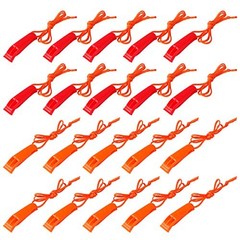 40 Pcs Emergency Safety Whistle Plastic Whistles Set with Lanyard,Red Medium