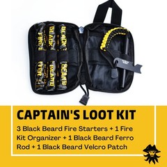 Black Beard Captain’s Loot Fire Starter Kit With Ferro Rod & Fire Starter Rope |