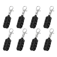 Reflective Paracord Zipper Pull, 80 mm Length for Backpacks (8 Pack, Black)