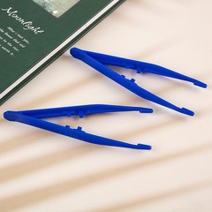 10pcs Plastic Blue Tweezers Medical Beads Disposable Tweezers Tools Force.MC