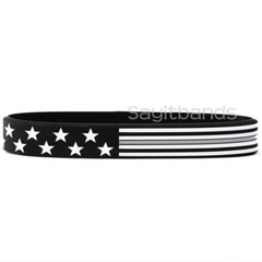 Flag thin GRAY line wristbands – Wholesale lot Correction Bands choose quantity