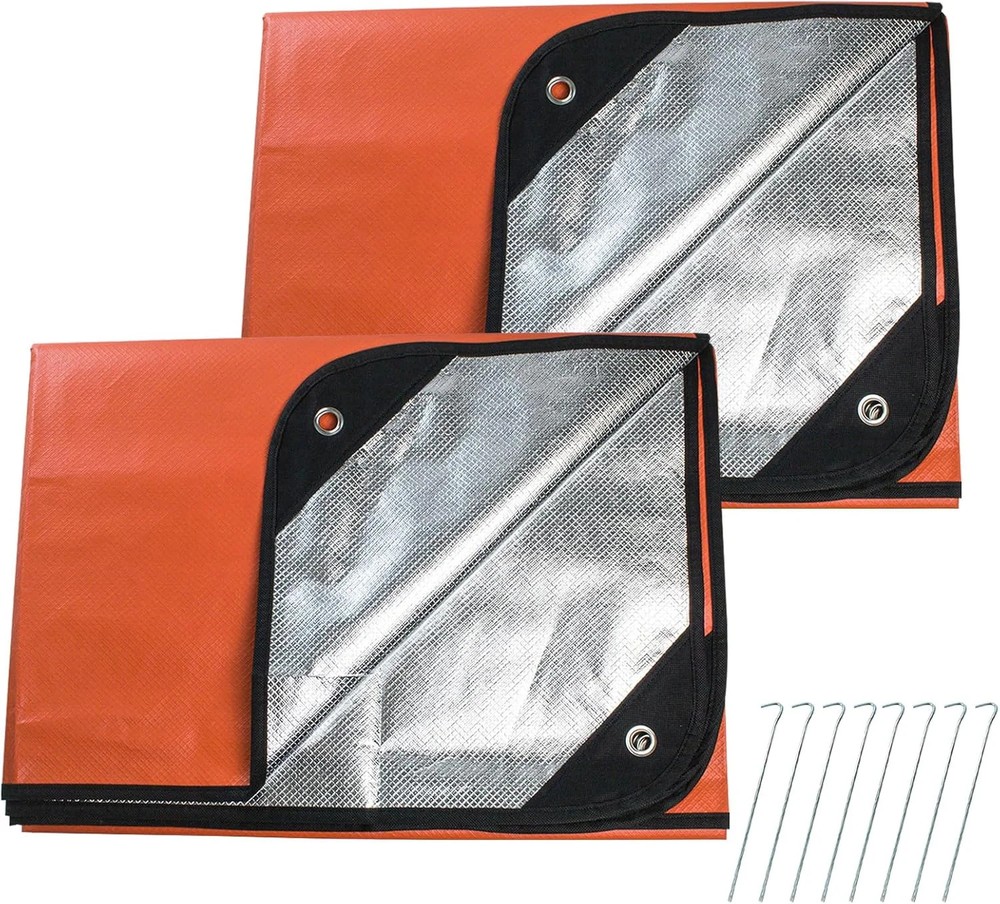 2 Pack Upgrade Survival Blanket – Insulated Thermal Reflective Tarp – 60″ x 82″.