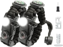20 in 1 Survival Paracord Bracelet Adjustable Gear Kit with SOS LED Light, Fire