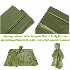 4Pack Reusable Mylar Thermal Blanket Poncho Emergency Survival Rain Camping Gear