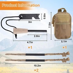 Fire Starter Survival Tool, Fire Starter Kit Includes Magnesium Rod, Steel Strik