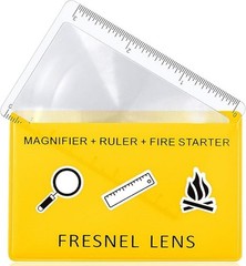 3 Pc Bundle Firestarter Credit Card Size Fresnel Lens YELLOW Protective Sleeve