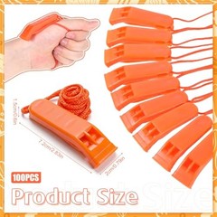 100 Pcs Emergency Whistles with Lanyard Safety Floating Plastic Whistle