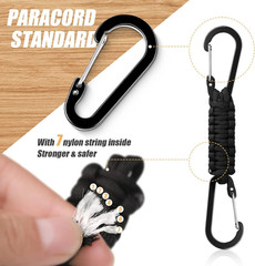 5Pk Paracord Keychain w/ Carabiner Clips D Ring Lanyard Hanger Hook for Outdoor