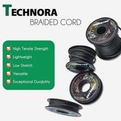 Black 3.6mm Technora Braided Cord PU Coating Abrasion Flame Resistant, Snare …