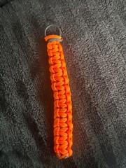 Handmade orange paracord keychain with keyring