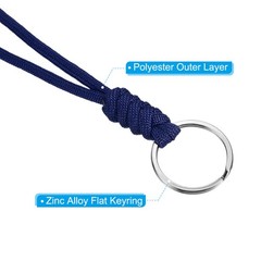 2pcs 8″ Paracord Lanyard with Keyring Wrist Cord Badge Holder Strap, Blue