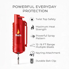 BURN PEPPER SPRAY KEYCHAIN 0.5OZ SELF DEFESNE SECURITY CASE MOLDED – RED 2 PACK