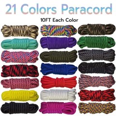 21 Colors Paracord (10FT Each Color), 550lb Parachute Cord Combo 10ft, Mixed
