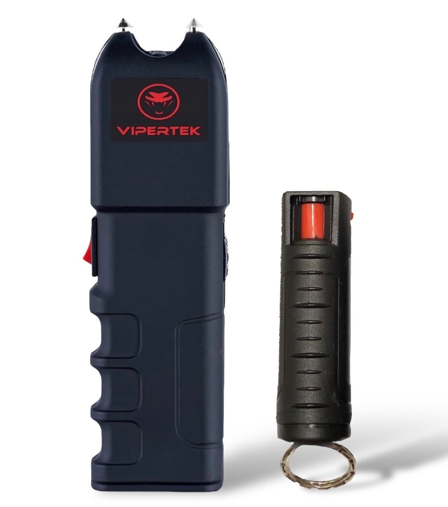 VIPERTEK Stun Gun 700 BV Rechargeable – LED Light + Pepper Spray Molded