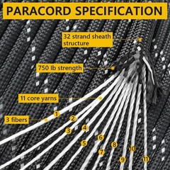Aystkniet 750Ib Reflective Paracord Rope1000 4Mm 11 Strand Parachute Spool Cord