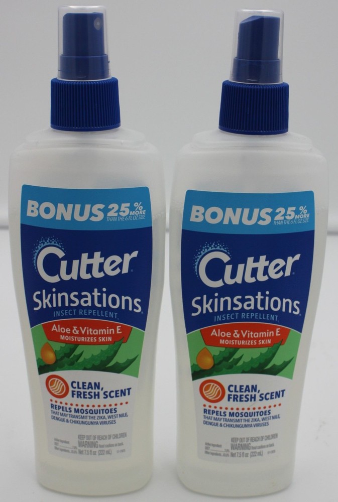 Cutter Skinsations 2-PACK Insect Repellent Spray Fresh Aloe & Vitamin E – 15 oz