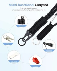 2 Set Heavy Duty Paracord Lanyard and Braided Keychain for ID Card Badge Holder,