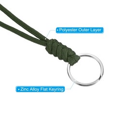 3pcs 8″ Paracord Lanyard with Keyring Wrist Cord Badge Holder Strap, Green