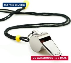 Whistle, 2 Pack Stainless Steel Sports Whistles with Lanyard, Loud Crisp Sound W