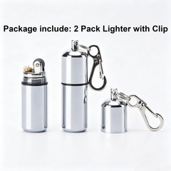Dreambay 2 Pack Keychain Peanut Lighter EDC Mini 2 Piece Set, Silver