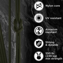 Teceum Paracord Type Iii 550 Army Green 200 Ft 4Mm Tactical Rope Mil-Spec