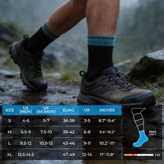 DexShell Waterproof Everyday Socks for Men & Women, Large, Jet Black Grey