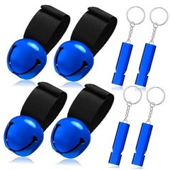 Gemscream 4 Sets Bear Bells with Whistle for Hiker, Loud Bear Bell with Blue