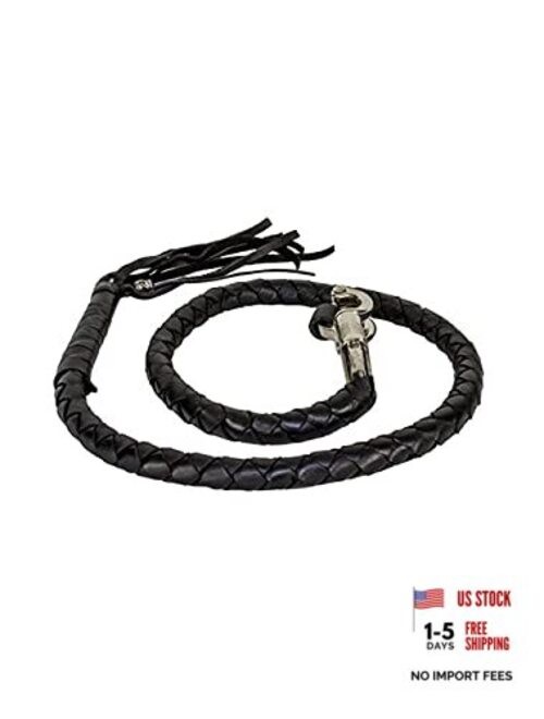 42″ Genuine Leather Motorcycle Get Back Whip – Premium Handlebar black
