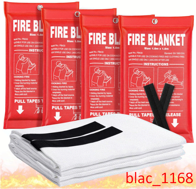Fire Blanket 4 Pack, 40″x40″, CE Fiberglass, Home, Kitchen, RV, Grill, Safe
