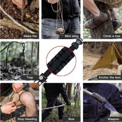 21 in 1 Survival Bracelet, Paracord Outdoor Sport Wristband Kit 2 Black
