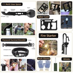 294 Pcs Survival Gear Kit with Molle Bag, First Aid, Emergency Tent for Hiking,