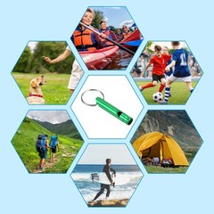 12 Pcs Emergency Whistles Safety with Keychain Loud Sound Aluminum Outdoor Green