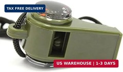 2PCS 3-in-1 Survival Whistle w/ Compass & Thermometer for Camping Hiking