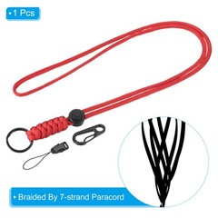 20″ Paracord Lanyard Necklace Keyring Cord Clasp Strap Badge Holder Red