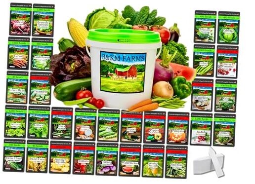 20,000+ Survival Seed Kit 5+ Year Supply. 30 Fruit & Vegetable Non-GMO