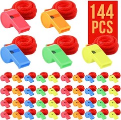 48/144Pcs Plastic Whistles, Loud Crisp Sound Whistle, Sports Whistle Bulk with L