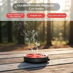 Portable Steel Mosquito Coil Holder Hanging Outdoor Camping BBQ Garden Case Cove