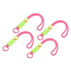 4Pcs Paracord Lanyard Keychain with Spring Ring, Rose Red, Light Green