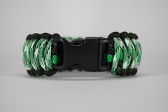 550 Paracord Survival Bracelet King Cobra Black/Green/Green Cam Made in the USA