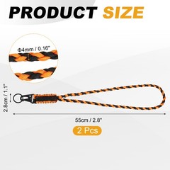 2Pcs Heavy Duty Braided Paracord Lanyard, Orange and Black