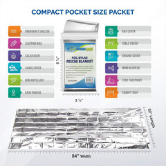 HB-10 Emergency Mylar Thermal Blankets – 10 Pack, 84″ X 52″, Silver – Reflective
