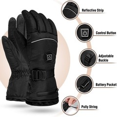 Heated Gloves with 2Packs 5V 5000mAh, Touchscreen Waterproof Large, Black