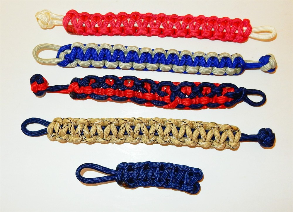 Lot of 4 7″ Paracord Bracelets in Assorted Colors & Key Fob Lot 4of6
