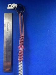 paracord keychain. bag, backpack, jacket zipper pull. Bengal/Tiger bead. A26