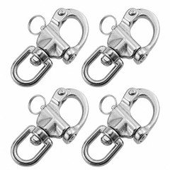4 PCS 316 Stainless Swivel Eye Snap Shackle 2.8 Inch / 70mm 992 lbs / 450kg