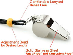 Stainless Steel Sports Whistles with Lanyard, Loud Crisp Sound Whistles Bulk Gre