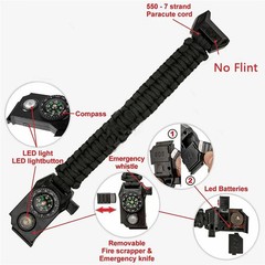 Fashion Men Outdoor LED Light Survival Umbrella Rope SOS Bracelet Emergency.
