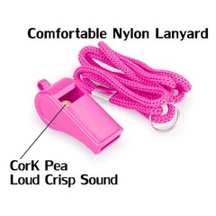 Hipat Loud Sports Whistle with Lanyard – High-Pitched Pink Plastic