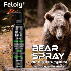 Feloiy 30 Feet BEAR Deterrent Repellent Spray 11 oz GLOW CAP CAMPING HIKING