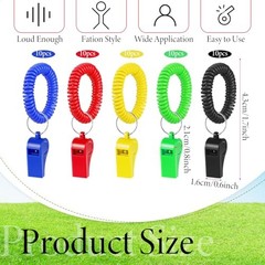 SHENLIU 50 Pcs Sport Whistle with Bracelet, Multicolor Loud Clear Plastic